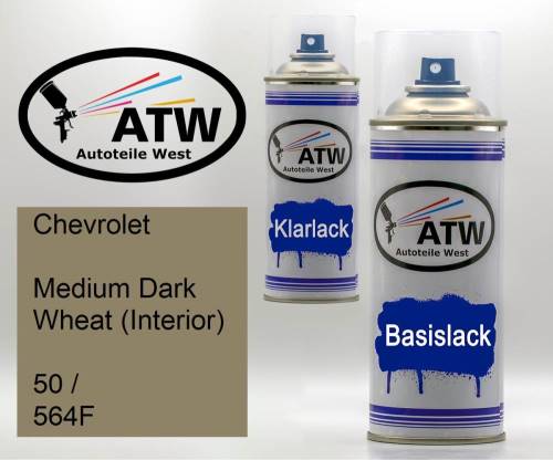 Chevrolet, Medium Dark Wheat (Interior), 50 / 564F: 400ml Sprühdose + 400ml Klarlack - Set, von ATW Autoteile West.